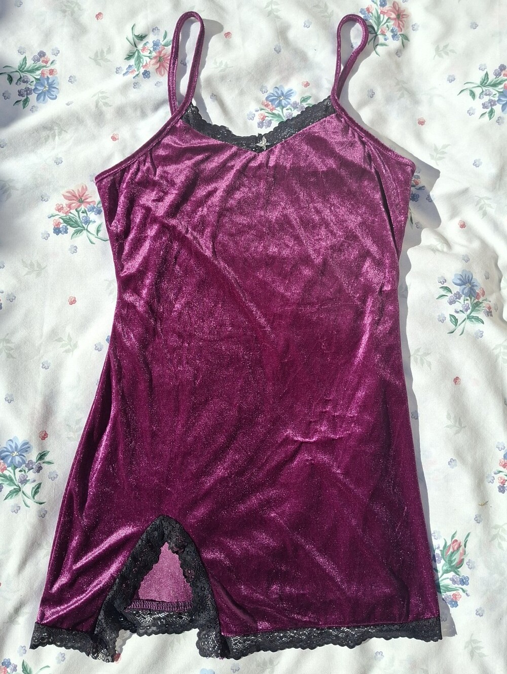90s/Y2K Plum Velvet-like Slip Dress